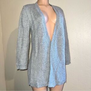 Sundance Light Gray Open Front Knit Cardigan